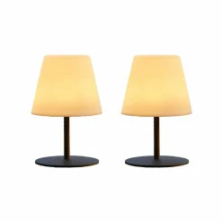 LUMISKY - Set de 2 lampes de table sans fil led twins gris acier h16cm