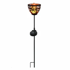 LUMISKY - Torche solaire en métal blossom noir metal h84.5cm