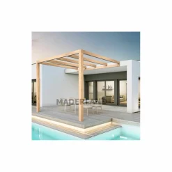 MADERLAND - Pergola accolée en bois lamellé-collé burgos 300 x 300 cm