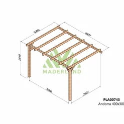 MADERLAND - Pergola accolée en bois lamellé-collé andorra 400 x 300 cm