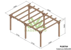 MADERLAND - Pergola en bois autoportante - modèle valencia - 600 x 400 cm