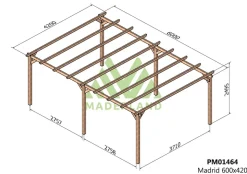 MADERLAND - Pergola en bois autoportante - modèle madrid - 600 x 420 cm
