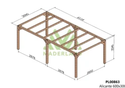 MADERLAND - Pergola en bois autoportante - modèle alicante - 600 x 300 cm