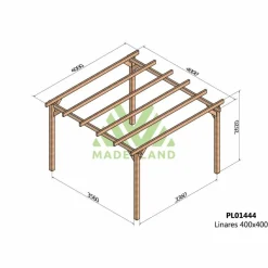 MADERLAND - Pergola en bois lamellé-collé linares 400 x 400 cm