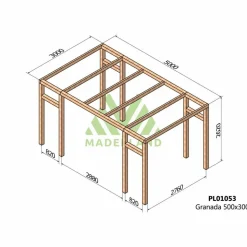 MADERLAND - Pergola en bois lamellé-collé granada 500 x 300 cm
