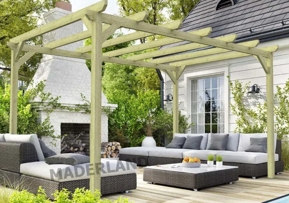 MADERLAND - Pergola en bois autoportante - modèle cambados - 600 x 420 cm