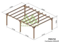 MADERLAND - Pergola en bois autoportante - modèle cambados - 600 x 420 cm
