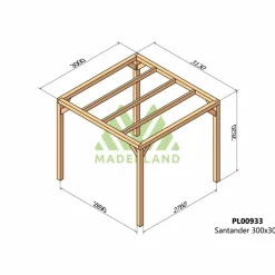 MADERLAND - Pergola en bois lamellé-collé santander 300 x 300 cm