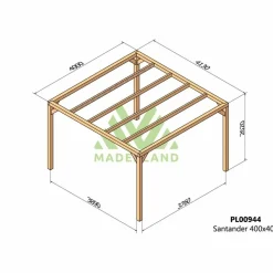 MADERLAND - Pergola en bois lamellé-collé santander 400 x 400 cm