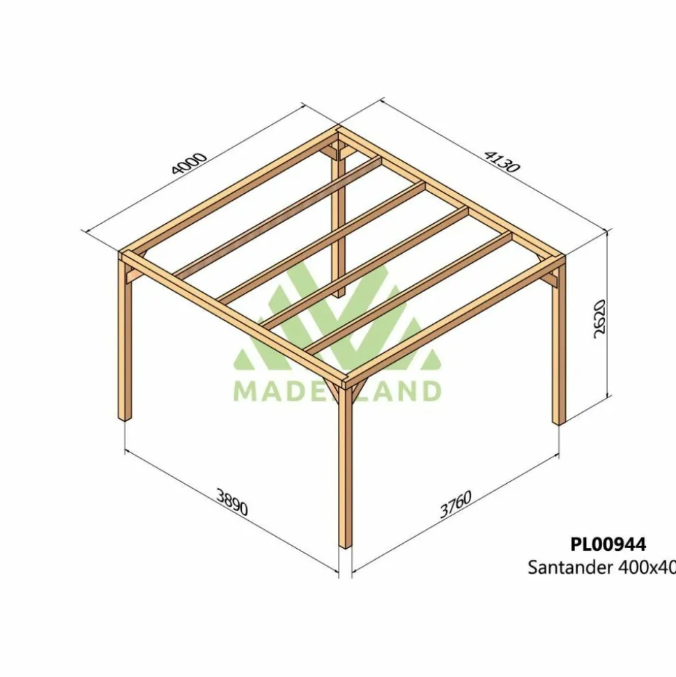 MADERLAND - Pergola en bois lamellé-collé santander 400 x 400 cm