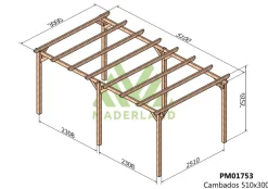 MADERLAND - Pergola en bois autoportante - modèle cambados - 510 x 300 cm