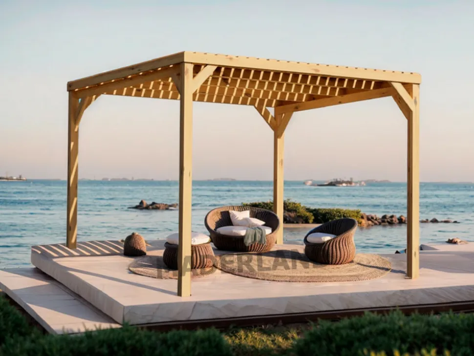 MADERLAND - Pergola en bois toulouse avec toit semi-ouvert 400 x 400 cm
