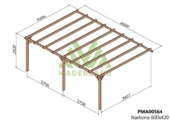 MADERLAND - Pergola en bois adossée - modèle narbonne - 600 x 420 cm