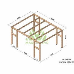MADERLAND - Pergola en bois lamellé-collé granada 500 x 400 cm