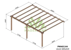 MADERLAND - Pergola en bois adossée - modèle lloret - 600 x 420 cm