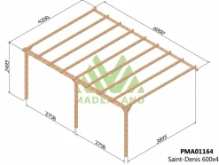 MADERLAND - Pergola en bois adossée - modèle lloret - 600 x 420 cm