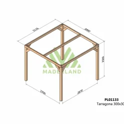MADERLAND - Pergola en bois lamellé-collé tarragona 300 x 300 cm