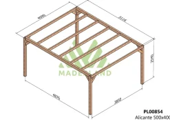 MADERLAND - Pergola en bois autoportante - modèle alicante - 500 x 400 cm
