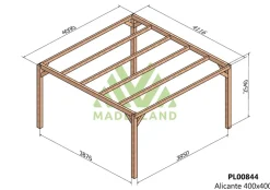 MADERLAND - Pergola en bois autoportante - modèle alicante - 400 x 400 cm