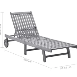 MAISON EXCLUSIVE - Chaise longue de jardin avec coussin gris bois d'acacia solide