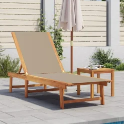 MAISON EXCLUSIVE - Chaise longue taupe bois d'acacia solide et textilène