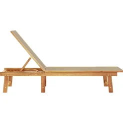 MAISON EXCLUSIVE - Chaise longue taupe bois d'acacia solide et textilène