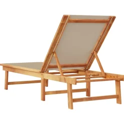 MAISON EXCLUSIVE - Chaise longue taupe bois d'acacia solide et textilène