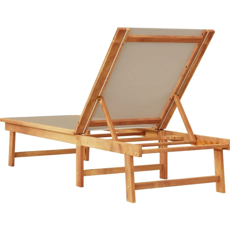 MAISON EXCLUSIVE - Chaise longue taupe bois d'acacia solide et textilène