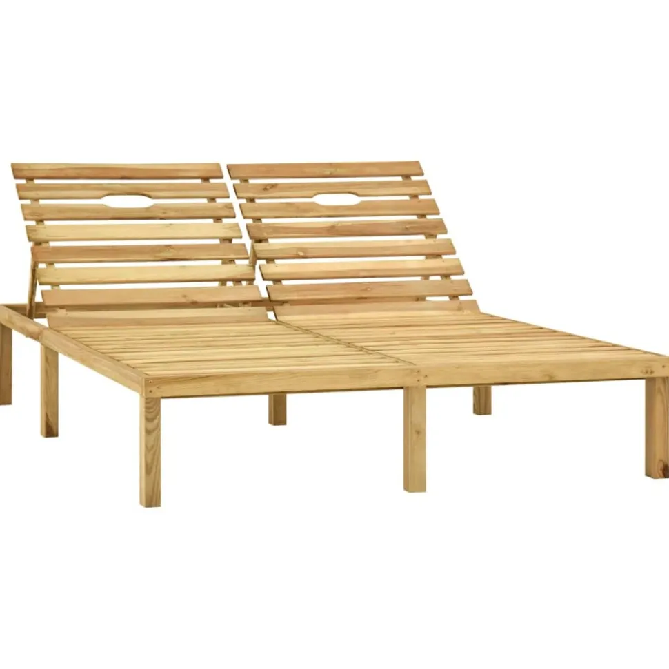 MAISON EXCLUSIVE - Chaise longue double avec coussins bois de pin imprégné