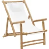 MAISON EXCLUSIVE - Chaise de terrasse bambou et toile blanc crème