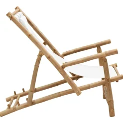 MAISON EXCLUSIVE - Chaise de terrasse bambou et toile blanc crème
