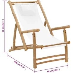 MAISON EXCLUSIVE - Chaise de terrasse bambou et toile blanc crème