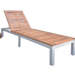 MAISON EXCLUSIVE - Chaise longue avec coussin bois d'acacia et acier galvanisé