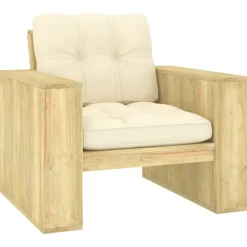 MAISON EXCLUSIVE - Chaise de jardin avec coussins crème bois de pin imprégné