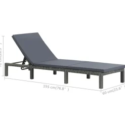 MAISON EXCLUSIVE - Chaise longue avec coussin résine tressée anthracite