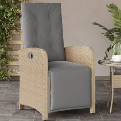 MAISON EXCLUSIVE - Chaise inclinable de jardin et repose-pied mélange beige rotin