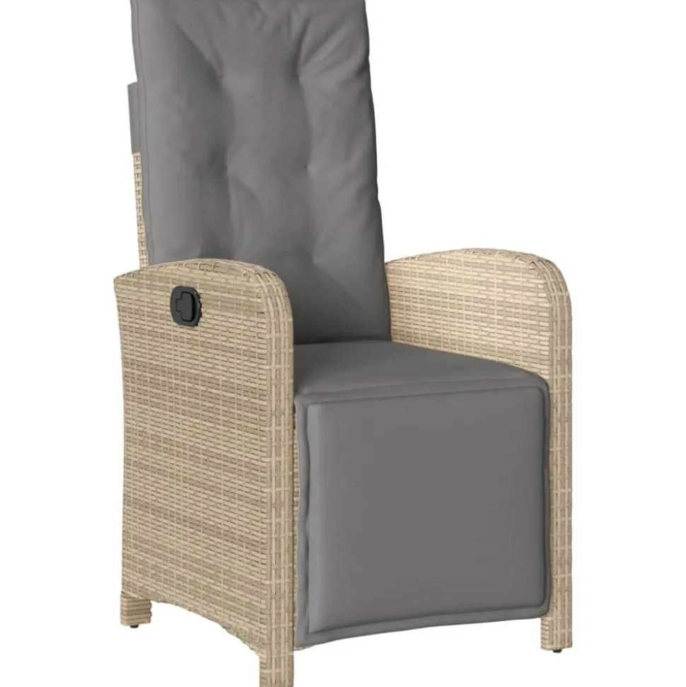 MAISON EXCLUSIVE - Chaise inclinable de jardin et repose-pied mélange beige rotin