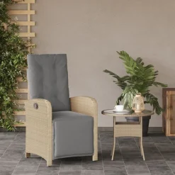 MAISON EXCLUSIVE - Chaise inclinable de jardin et repose-pied mélange beige rotin