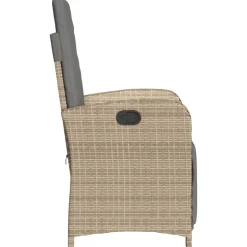 MAISON EXCLUSIVE - Chaise inclinable de jardin et repose-pied mélange beige rotin