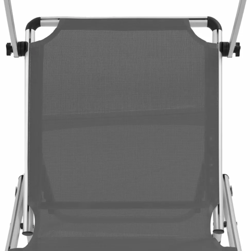 MAISON EXCLUSIVE - Chaise longue pliable avec toit aluminium et textilène gris