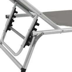 MAISON EXCLUSIVE - Chaise longue pliable avec toit aluminium et textilène gris