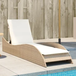 MAISON EXCLUSIVE - Chaise longue avec coussin beige 60x205x73 cm résine tressée