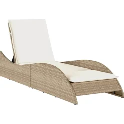 MAISON EXCLUSIVE - Chaise longue avec coussin beige 60x205x73 cm résine tressée
