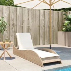 MAISON EXCLUSIVE - Chaise longue avec coussin beige 60x205x73 cm résine tressée