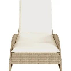 MAISON EXCLUSIVE - Chaise longue avec coussin beige 60x205x73 cm résine tressée