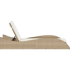 MAISON EXCLUSIVE - Chaise longue avec coussin beige 60x205x73 cm résine tressée