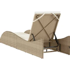 MAISON EXCLUSIVE - Chaise longue avec coussin beige 60x205x73 cm résine tressée