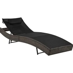 MAISON EXCLUSIVE - Chaise longue avec oreiller résine tressée marron