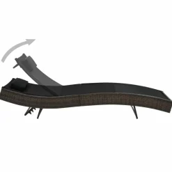 MAISON EXCLUSIVE - Chaise longue avec oreiller résine tressée marron