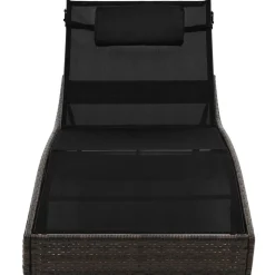 MAISON EXCLUSIVE - Chaise longue avec oreiller résine tressée marron